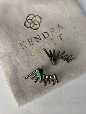 Kendra Scott Dawson (Retired) Ear Climbers with Kyocera Opal Studs, Gunmetal